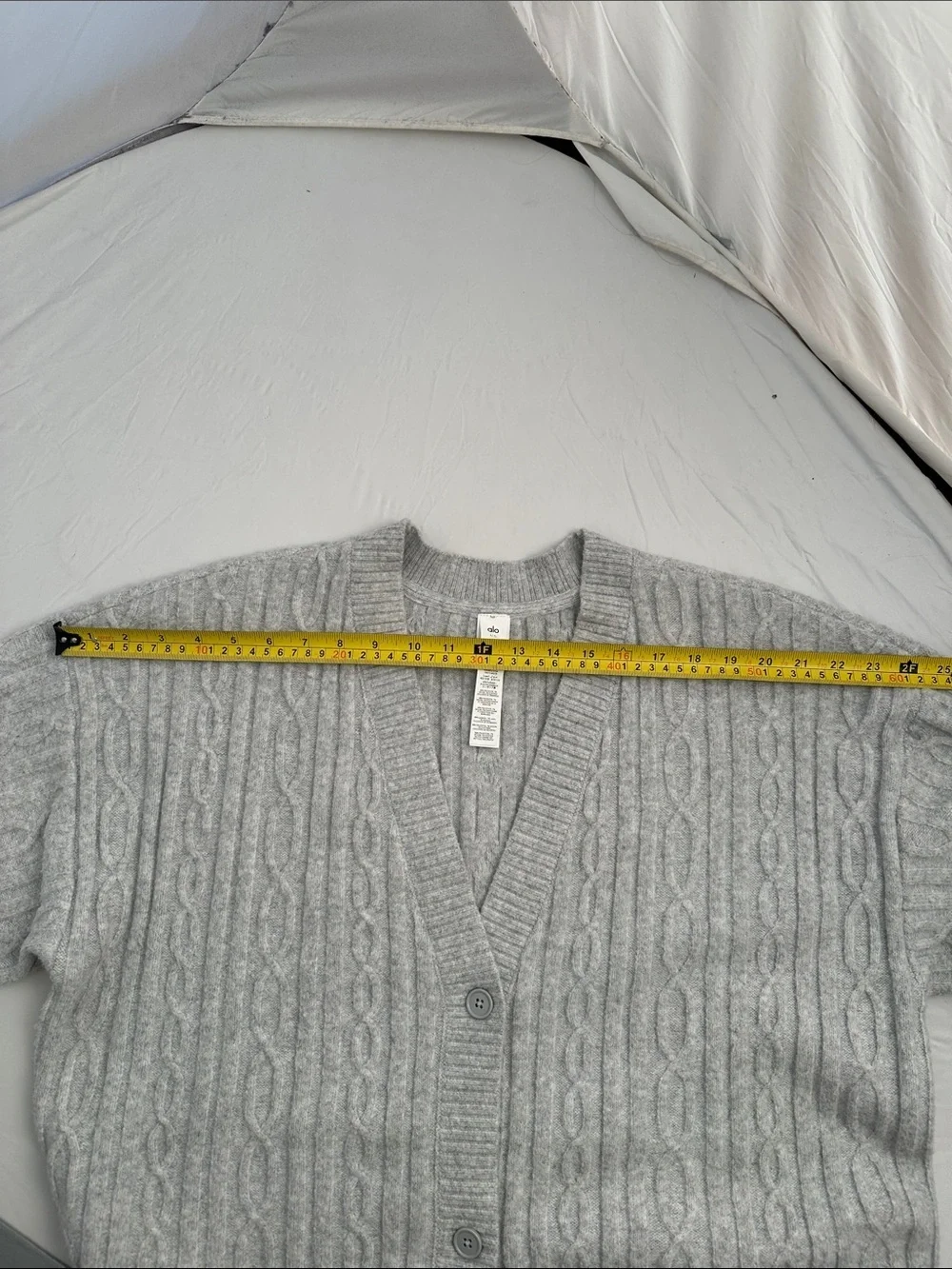 Alo Athletic Heather Cable Knit Winter Bliss cardigan